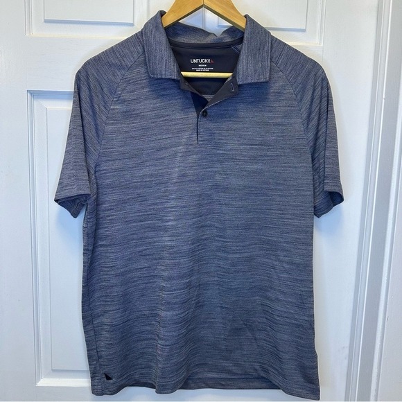 UNTUCKit Other - UNTUCKit Men's Hannifer Polo Shirt Medium Heathered Blue Short Sleeve Golf